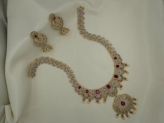 CZ Long Necklace Set