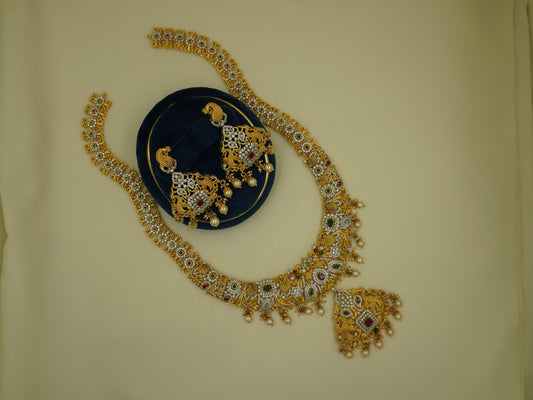 CZ Long Peacock Necklace Set