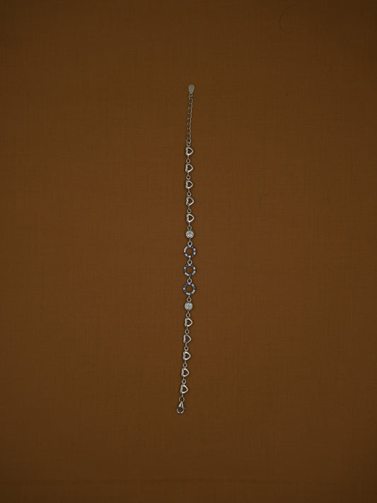 Lightweight Imported Blue Stone Loop Sterling Silver Bracelet