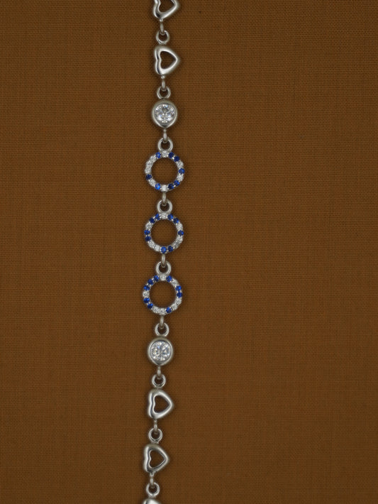 Lightweight Imported Blue Stone Loop Sterling Silver Bracelet