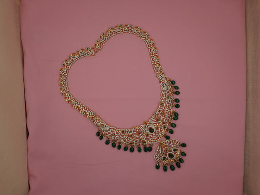 CZ Long Peacock Crystal Necklace Set